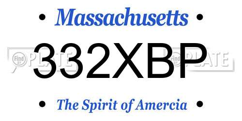 332XBP Massachusetts License Plate