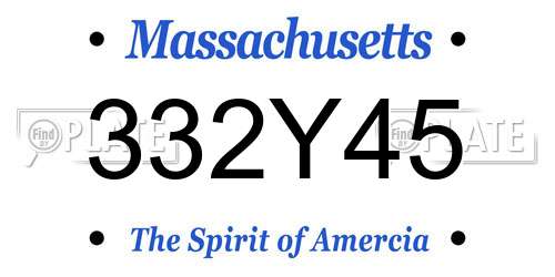 332Y45 Massachusetts License Plate