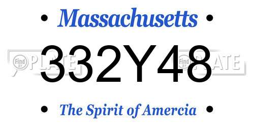 332Y48 Massachusetts License Plate