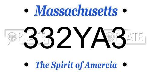 332YA3 Massachusetts License Plate