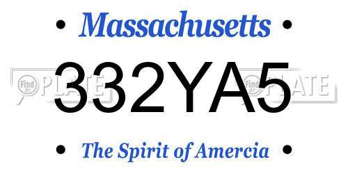 332YA5 Massachusetts License Plate