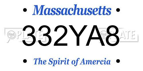 332YA8 Massachusetts License Plate