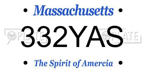 332YAS Massachusetts License Plate