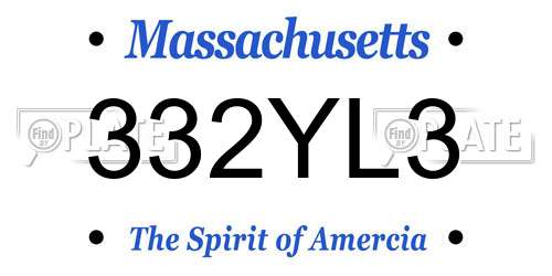 332YL3 Massachusetts License Plate