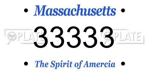 33333 Massachusetts License Plate