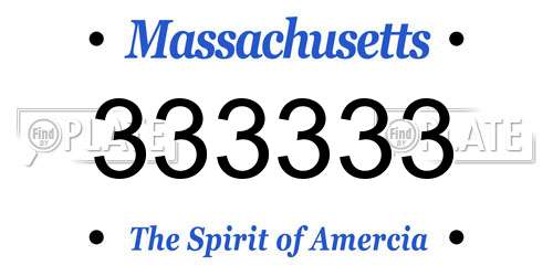 333333 Massachusetts License Plate