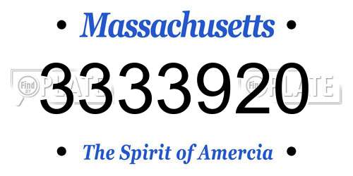 3333920 Massachusetts License Plate