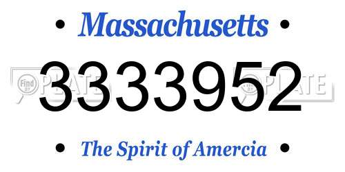 3333952 Massachusetts License Plate