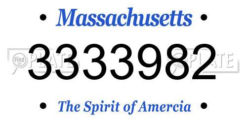 3333982 Massachusetts License Plate