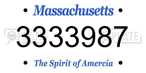 3333987 Massachusetts License Plate