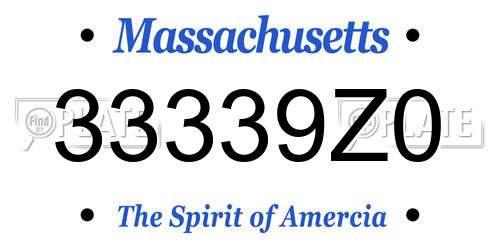 33339Z0 Massachusetts License Plate