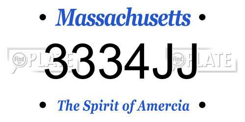 3334JJ Massachusetts License Plate