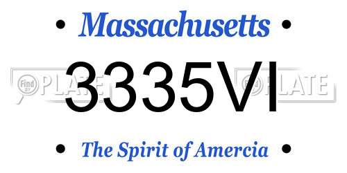 3335VI Massachusetts License Plate