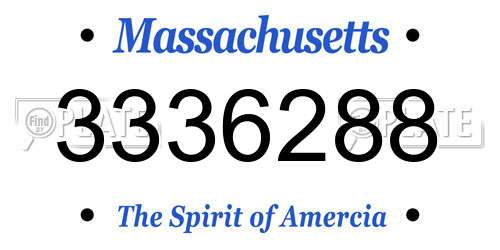 3336288 Massachusetts License Plate