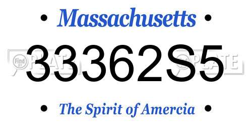 33362S5 Massachusetts License Plate
