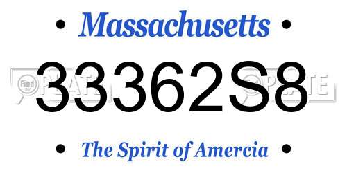 33362S8 Massachusetts License Plate