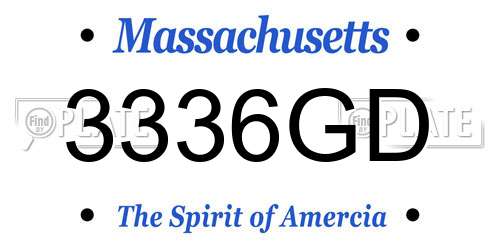 3336GD Massachusetts License Plate