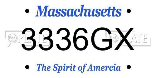 3336GX Massachusetts License Plate