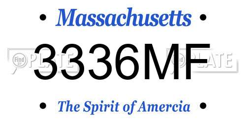 3336MF Massachusetts License Plate