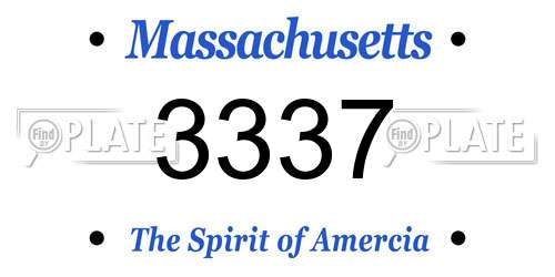 3337 Massachusetts License Plate