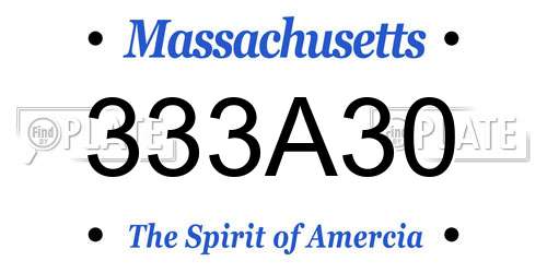 333A30 Massachusetts License Plate