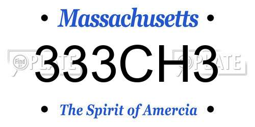 333CH3 Massachusetts License Plate