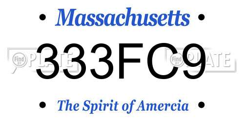 333FC9 Massachusetts License Plate