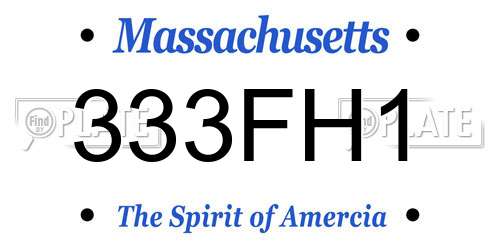 333FH1 Massachusetts License Plate