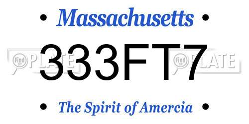 333FT7 Massachusetts License Plate