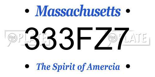 333FZ7 Massachusetts License Plate
