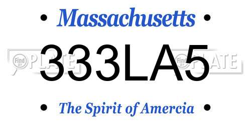 333LA5 Massachusetts License Plate