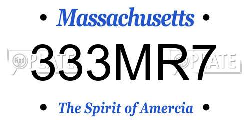333MR7 Massachusetts License Plate
