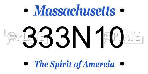 333N10 Massachusetts License Plate