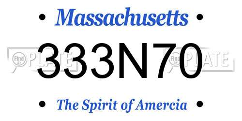 333N70 Massachusetts License Plate