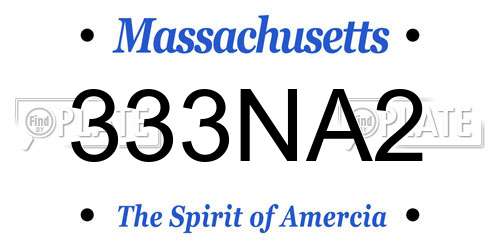 333NA2 Massachusetts License Plate