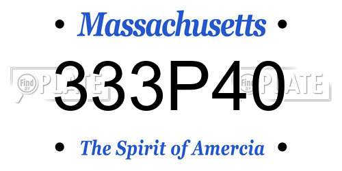 333P40 Massachusetts License Plate