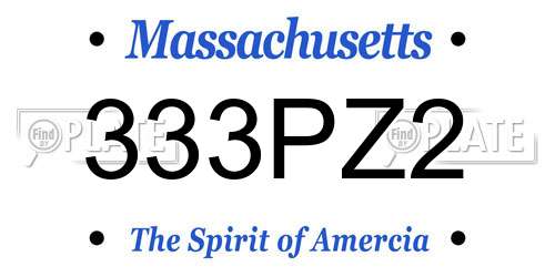 333PZ2 Massachusetts License Plate