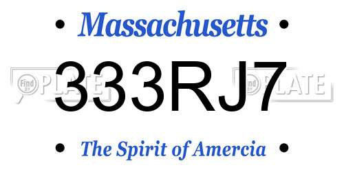 333RJ7 Massachusetts License Plate