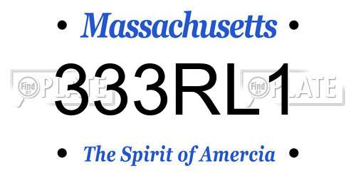 333RL1 Massachusetts License Plate