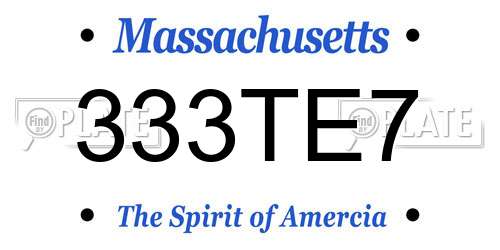 333TE7 Massachusetts License Plate