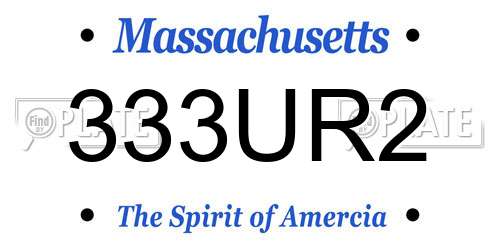333UR2 Massachusetts License Plate