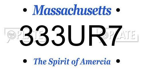 333UR7 Massachusetts License Plate