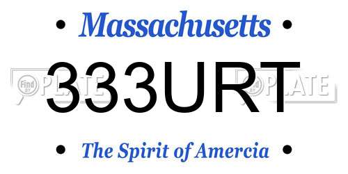 333URT Massachusetts License Plate