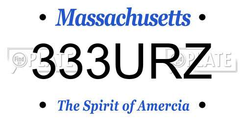 333URZ Massachusetts License Plate