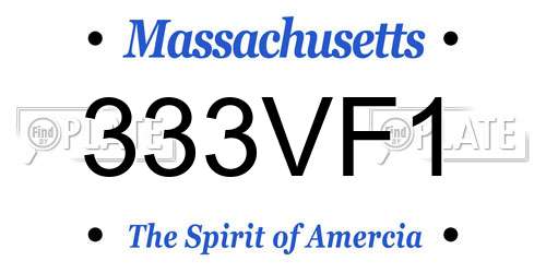 333VF1 Massachusetts License Plate