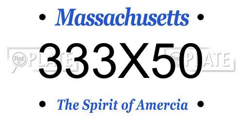 333X50 Massachusetts License Plate