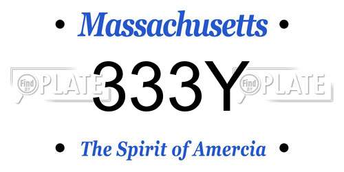 333Y Massachusetts License Plate
