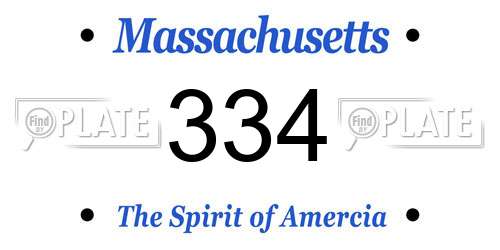 334 Massachusetts License Plate