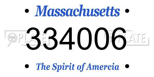 334006 Massachusetts License Plate