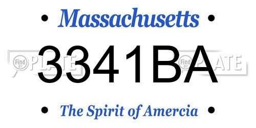 3341BA Massachusetts License Plate